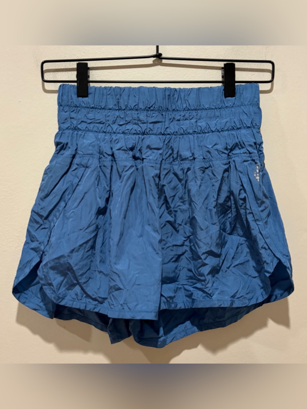 FP Movement by Free People The Way Home Metallic Blue High Waist Athletic Shorts